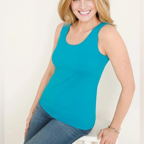 Chico's Tops - Chico's Microfiber Blue/Green Tank Top Size 2/Large